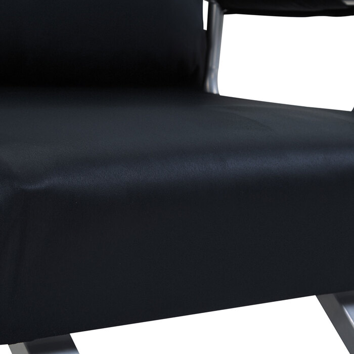 Диван-ліжко HOMCOM 2-в-1 з регульованою спинкою 65L x 77W x 80H см, знімний чохол, подушка, стійкий і стійкий до іржі, поліестер чорний