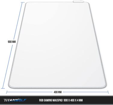 Кисмет TITANWOLF XXXL RGB килимок для миші – 1200 x 600 мм, LED, 7 кольорів, 4 режими, для геймінгу, гумовий, миється (білий)