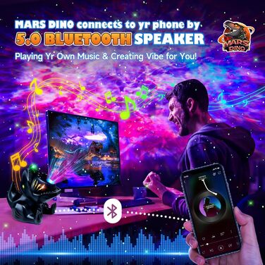 Проєктор зоряного неба Динозавр One Fire з Bluetooth, 144 режими, нічник для дітей з пультом, новорічний декор