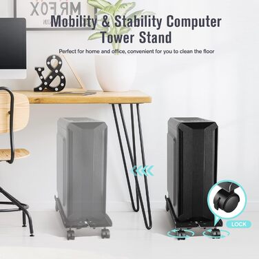 Підставка для ПК Tower, комп'ютерний стійк для CPU, універсальна, на 4 колесах (нова), темно-чорний