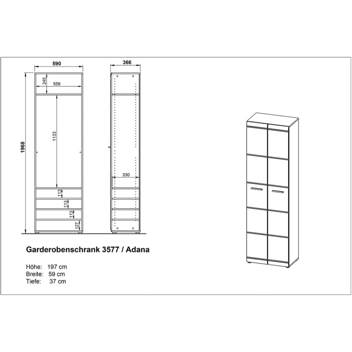 Біла, 40x96x86 см, 3581-84 GW-Adana Wood