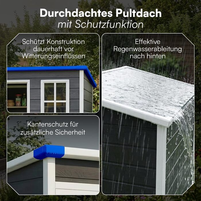 Сарай садовий STEELSØN Novara 192x92x151 см - пластиковий, з вікном, під дерево, дах похилий, темно-сірий, вологостійкий
