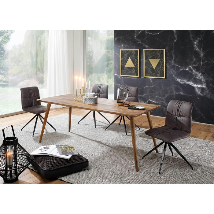 Стіл для їдальні FineBuy Sheesham, масив дерева, стиль кантрі, на 4-6 осіб