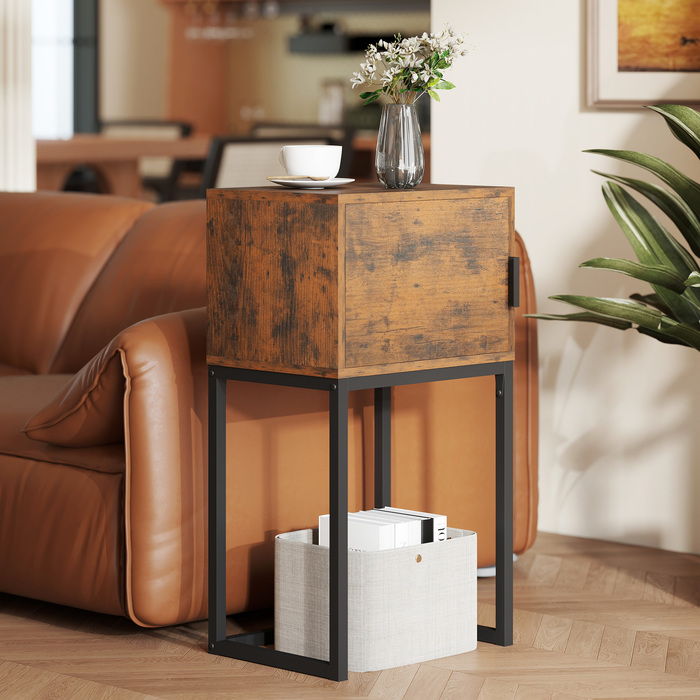 Консольний столик з полицею, індустріальний стиль, для вітальні або передпокою, 40x30x76 см, коричневий у стилі рустик