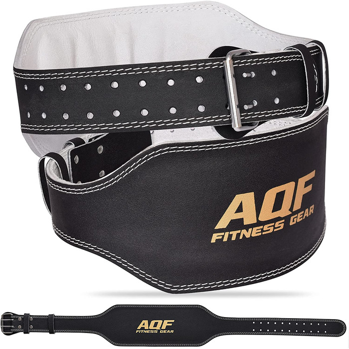 Шкіряний пояс для важкої атлетики AQF 6 поперековий пояс зі сталевою роликовою пряжкою підходить для тренажерного залу, силових тренувань, бодібілдингу (3XL)
