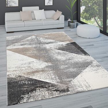 Домашній килим Paco, Вінтажний килим з коротким ворсом для вітальні, спальні, Сучасний пастельний ромбоподібний візерунок, Абстрактний, розмір колір (160x230 см, сірий)