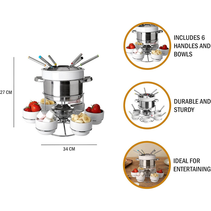 Набір для фондю Premier Housewares з нержавіючої сталі та порцеляни, білий