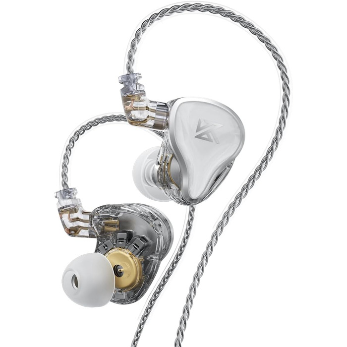 Навушники KEEPHIFI KZ ZAS IEM 16 UNIT гібридні навушники 7BA1DD у вухах, 8-жильний сріблястий кабель, білий