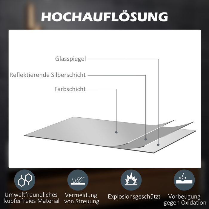 Дзеркало для ванної кімнати зі світлодіодним підсвічуванням, 3-кратним збільшенням, сенсорним керуванням, функцією пам'яті, запобіганням запотіванню, розміром 80 x 60 см