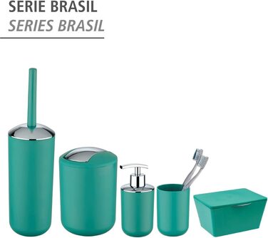 Косметичне відро WENKO Brasil L, місткістю в літр, шикарне відро для сміття для ванної кімнати з відкидною кришкою, відро для сміття для гостьового туалету з небиткого пластику, що не містить бісфенолу А, Ø 19,5 х 31 см, (2 л, Зелений)