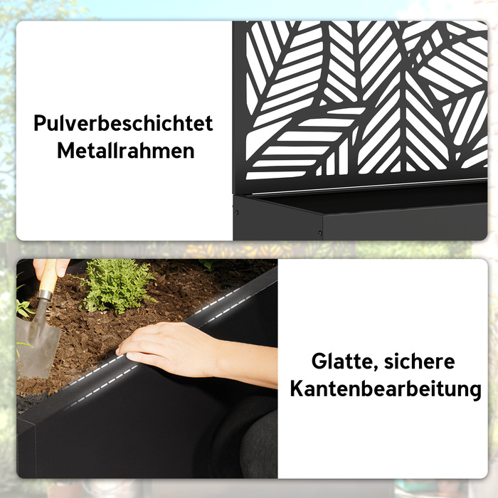 Підвищене грядка з металу з шпалерою для в'юнких рослин, самостійна або для кріплення до стіни