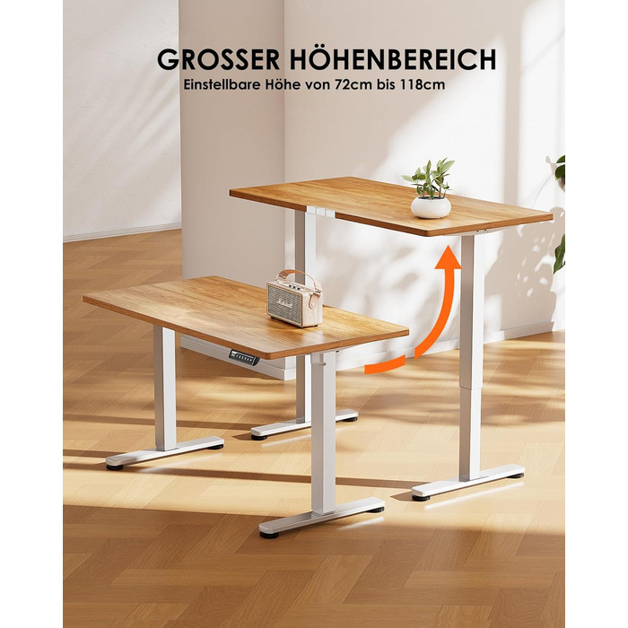 Електричний регульований стіл ErGear 140 x 70 см, з пам'яттю, для дому та офісу, світло-сірий, з підключенням