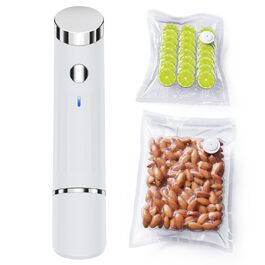 Вакууматор для продуктів харчування, компактний вакуумний пакувальник для безперервного використання з набором з 30 вакуумних пакетів