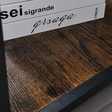 Двоярусний стіл для принтера Padma House з універсальними роликами 45 x 35 см, мобільний, з дерева та металу. Підставка для принтера, офісна візка для зберігання документів, сумісна з копіювальними машинами, сканерами, факсом. SZCJ-20401-BK (Rustikal Brau