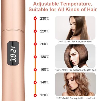 Випрямляч для завивки та випрямлення волосся 2 в 1 SWORCHI Hair Straightener Плойка Керамічний праску для волосся на довге коротке волосся, дорожній випрямляч з РК-дисплеєм, регульована температура 120C-230C рожевий