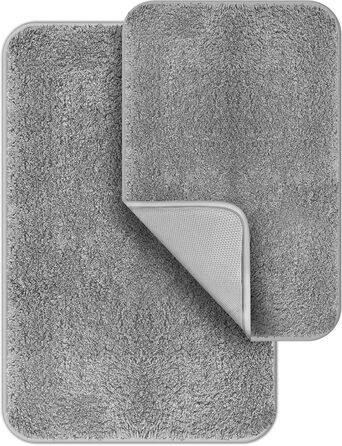 Набір килимків для ванної кімнати Digiroot (2 шт.) - неслизькі, швидковисихаючі, з м'якого ворсу, 40x60 см та 50x80 см, сірий