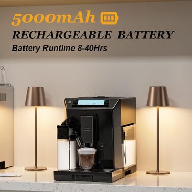 LED настільна лампа бездротова з акумулятором, диммируемая 2 шт. з 3 колірними температурами, плавне регулювання, сенсорна лампа з USB-C зарядкою для відпочинку на природі, приліжкові, обідній стіл, кемпінг (чорний) 2 шт. Чорний-2 шт.