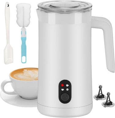 Електричний спінювач молока 400 мл 4-в-1 для гарячого та холодного молока, автоматичне вимкнення, для капучіно, лате макіато