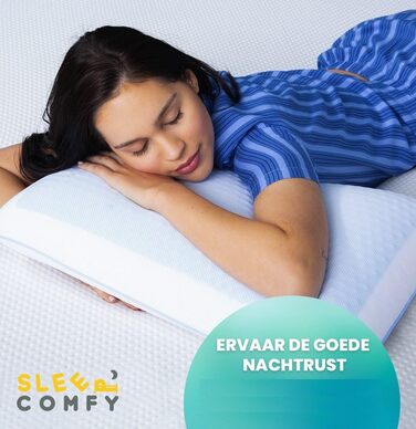 Ортопедична подушка для сну Comfy Premium Gel Memory Foam з гелевим охолодженням, 60x40x14/12 см. Підтримка шиї, для тих, хто спить на боці та на спині.