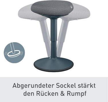 Офісний стілець Leitz Ergo Active з піною подвійної щільності, регульована висота 57-82 см, оббивка з переробленого матеріалу (до 110 кг), темно-сірий