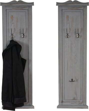 Набір Mendler з 2 вішалок для одягу T33, настінна вішалка для одягу, настінний гачок з дерева 109x28x4 см - (Сірий потертий, 109 x 28 x 5,5 см)