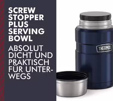 Термос для їжі Thermos Stainless King 710 мл, нержавіюча сталь, 14 годин гаряче / 24 години холодне, для супу, мюслі, рагу, герметичний, без ложки, синій, можна мити в посудомийній машині