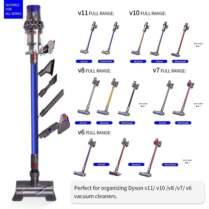 Підставка Bison для акумуляторного пилососа Dyson - органайзер для кронштейна V6, V7, V8, V10, V11, DC30-35 (чорний)