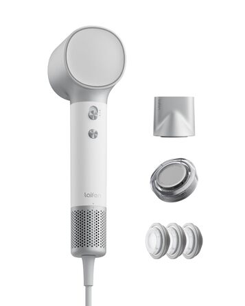 Фен для волосся Laifen Neo Special (Starlight, сріблясто-білий) з безщітковим мотором 110 000 об/хв, іонізацією 200 млн негативних іонів та інтелектуальним контролем температури, 2 магнітні насадки