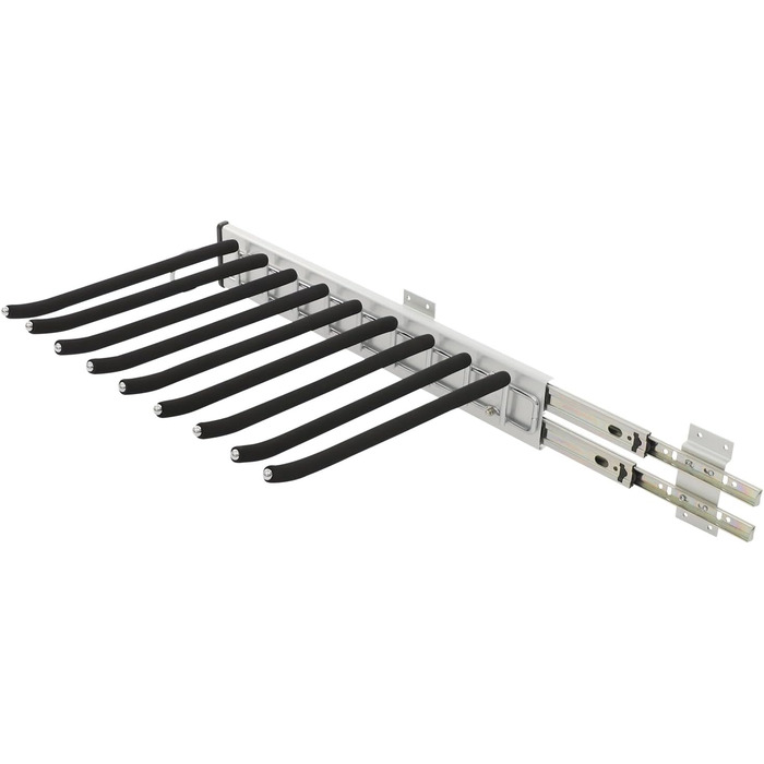 Висувний тримач для штанів, полиця для штанів, 9 тримачів для шарфів, висувна вішалка для штанів, одягу, краваток, шарфів, глибина шафи 48 см, лівостороннє кріплення