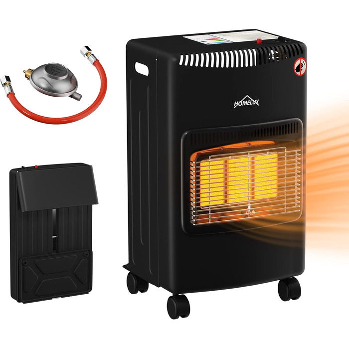 Газова теплова гармата HOMELUX 4200 Вт для дому з інфрачервоним керамічним пальником, шланг та редуктор, чорна