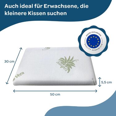 Подушка для дитячого ліжечка Kinder Dolci Sogni з Memory Foam, 50x30x5.5 см, знімний чохол з алое вера