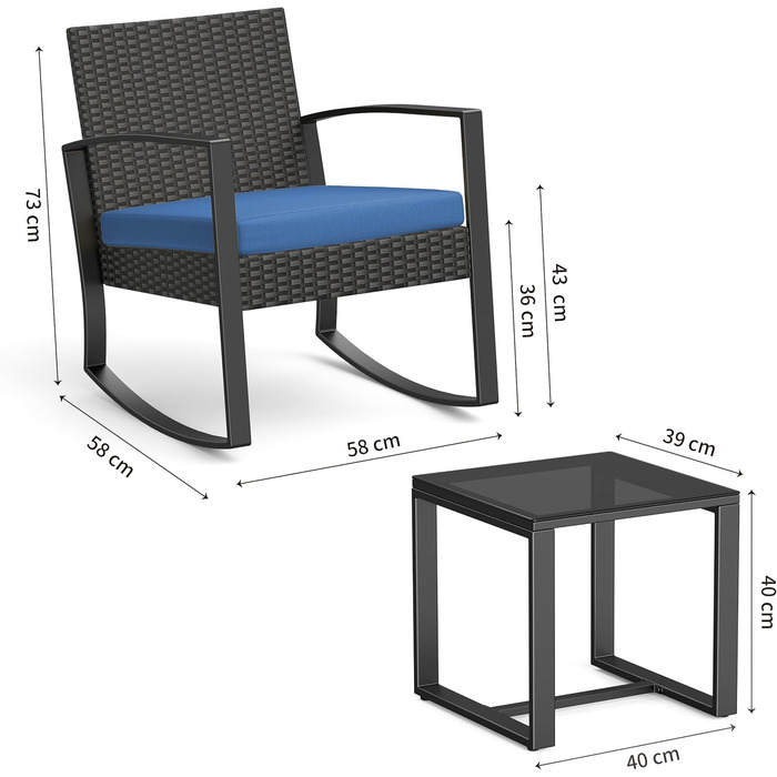 Набір меблів для саду Bealife: Lounge-набір для балкона на 2 особи, блакитний