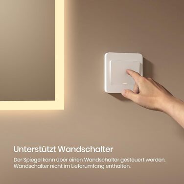 Дзеркало для ванної кімнати EMKE® з підсвічуванням 80x60 см, тепле біле світло 3000K, вимикач, вертикальна/горизонтальна установка, IP44, енергозберігаюче