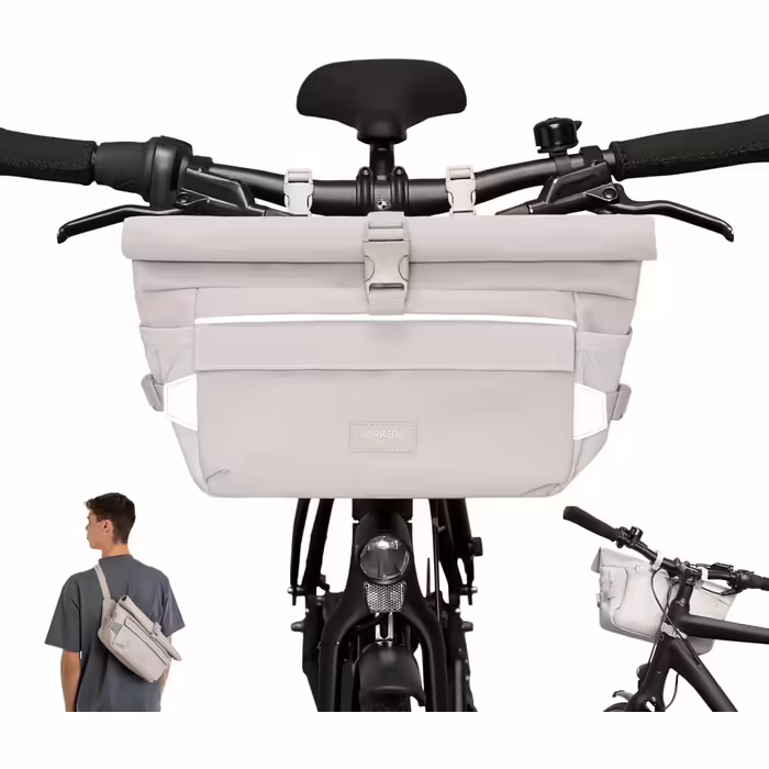 Сумка на кермо LARKSON Bicycle Green - Lasse - 2 в 1 Pannier & Shoulder Bag - Велосипедна сумка для передньої частини керма з відображенням - водовідштовхувальна (пісок)
