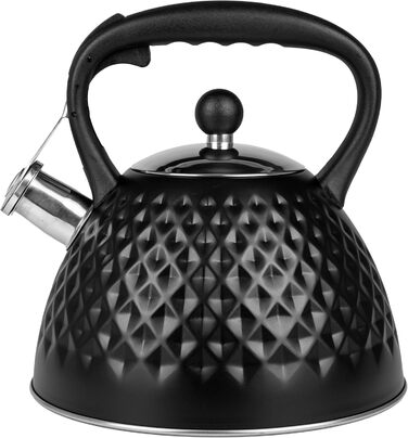 Чайник для плити Induktion 3L, чорний, з авто-свистком, нержавіюча сталь