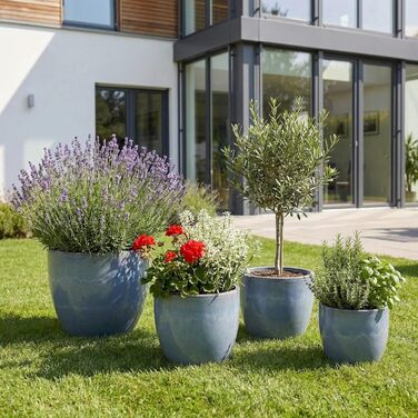 Керамічний горщик Teramico Premium – ручної роботи, морозостійкий, для квітів, 21x18 см, сірий (Октябрь)