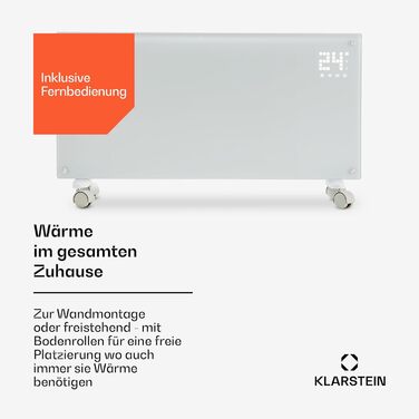 Електричний конвектор Klarstein Bornholm Smart: мобільний, тихий, з термостатом та керуванням через додаток (2000 Вт, білий)