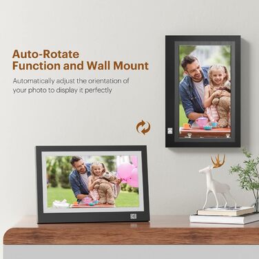 Цифровий фоторамка Kodak 10.1 дюйма з IPS-екраном, підтримкою USB/SD, відтворення фото/музики/відео, календарем та будильником, з пультом дистанційного керування (Чорний)