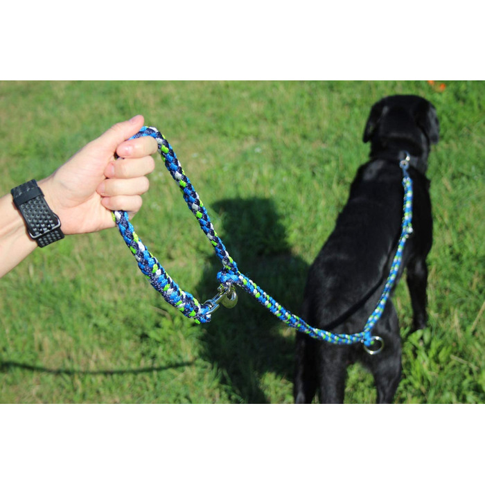 Повідець для собак Activity4Dogs, плетений з 3-ма регульованими повідцями довжиною 2 м для великих собак німецького виробництва (2 м 3-ма регульованими повідцями, водно-блакитний-темно-синій-яблучно-зелений-білий)