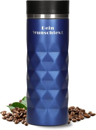 Термокружка Elasto з нержавіючої сталі, 450 мл, з індивідуальною гравіюванням, витримана, з ізоляцією, блакитна