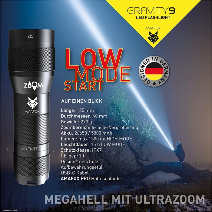 Ксеноновий Світлодіодний ліхтарик Megabeam високої потужності з можливістю підзарядки-чорний-надзвичайно яскравий / тактичний Світлодіодний ліхтарик з акумулятором USB C і 26650, 9 -