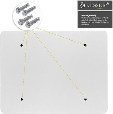 KESSER® Електронний сейф | 38x30x30 см | з батарейним відсіком | Вбудоване освітлення | Сейф для підлоги та стіни | Меблевий сейф | Сріблястий