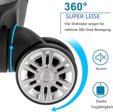 Набір валіз LALAHO 4 шт. з косметичками, з ABS пластику, золотий колір, для подорожей, ручна поклажа