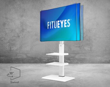 Тумба під телевізор FITUEYES біла серія-S 32-65 дюймів, 40 кг, 3 полиці, регульована по висоті, поворотна, з можливістю нахилу