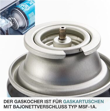 Газовий наметковий пальник TOM Edelstahl MSF-1A з нержавіючої сталі - 2200 Вт, Piezo-запалювання, для газових балонів, з кейсом