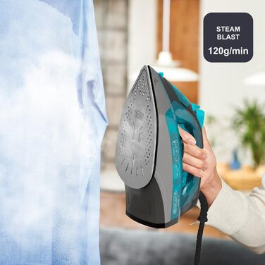 Праска BLACK+DECKER BXIR2605E з парою, 2600 Вт, нержавіюча підошва, антинакип, самоочищення, видаляє віруси та бактерії