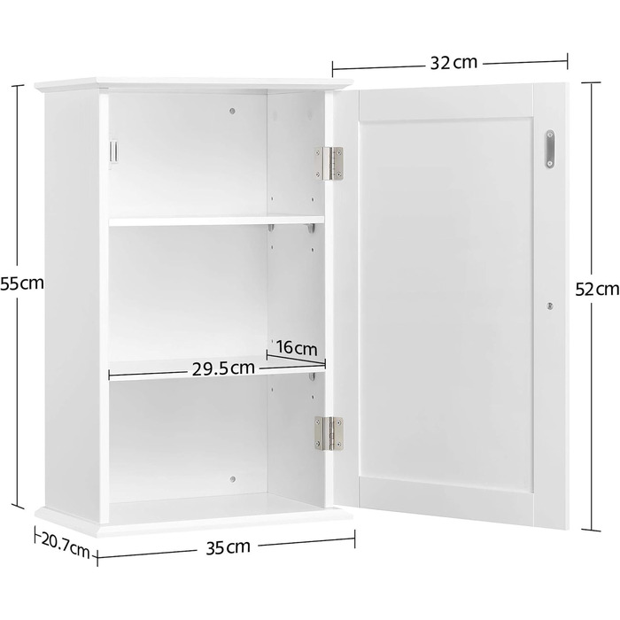 Шафа навісна Yaheetech з однією дверцятами, 35x21x55 см (білий)