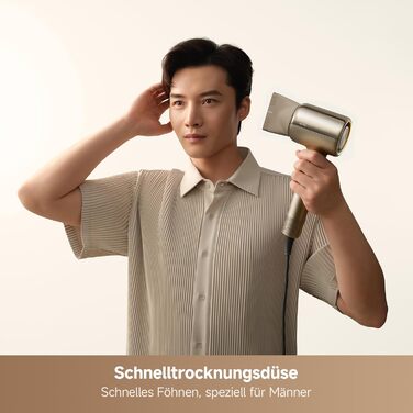 Фен для волосся MOVA Shine 20 з дифузором, високошвидкісним двигуном та плазмовим доглядом, NTC-контролем температури, Gold