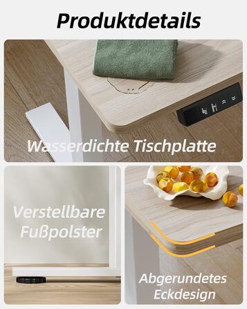 Регульований стіл BEXEVUE 120x60 см, електричний, з пам'яттю, для комп'ютера, білий