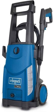 Високотискний мийник Scheppach HCE2400 з аксесуарами (7 шт.) та резервуаром для миючого засобу | 5м шланг | 180 бар | 2400 Вт | продуктивність 480 л/год | мобільний мийник з функцією всмоктування